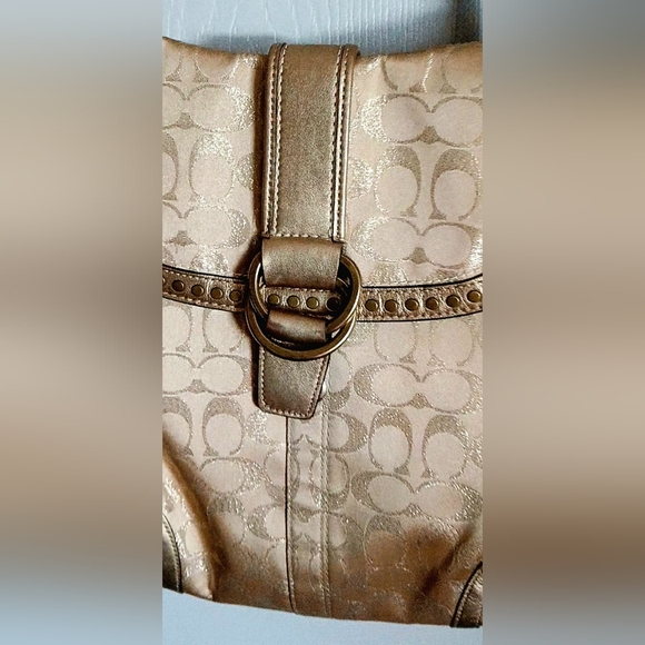 Coach Gold Studded Lurex Crossbody #12852 Excellent Condition - Picture 7 of 13